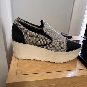 Women's Black and White Platform Slip-On Shoes